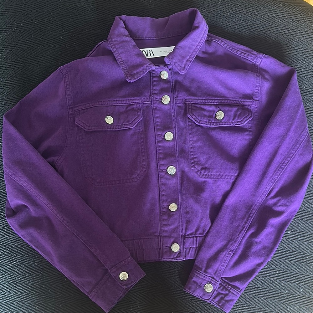 Zara Purple Jean Jacket Classic Denim Style Size S